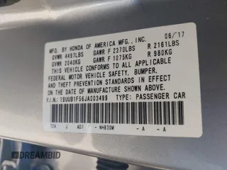 2018 Acura TLX w/Technology Pkg with VIN 19UUB1F56JA003499, listed as a IAAI auction lot 41810524 with 56,224 mi miles. Bid and sale history available at carsss.com. Image 9.