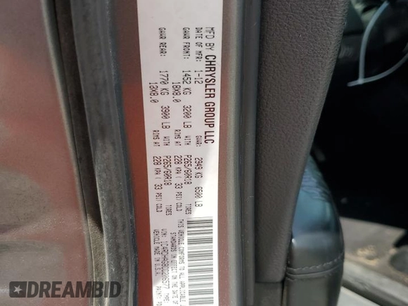 2012 Dodge Durango SXT with VIN 1C4RDHAG8CC206577, listed as a Copart auction lot 59617805 with 309,969 mi miles and Non repairable. Bid and sale history available at DreamBid. Image 13.