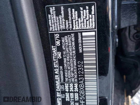 2011 Mercedes-Benz E-Class E 350 Luxury with VIN WDDHF5GBXBA312352, listed as a Copart auction lot 48313205 with 133,249 mi miles and Salvage Title. Bid and sale history available at carsss.com. Image 14.