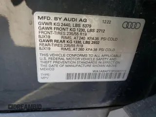 2023 Audi Q5 Premium with VIN WA1ABAFY3P2083773, listed as a Copart auction lot 43613525 with 15,911 mi miles and Salvage Title. Bid and sale history available at carsss.com. Image 12.