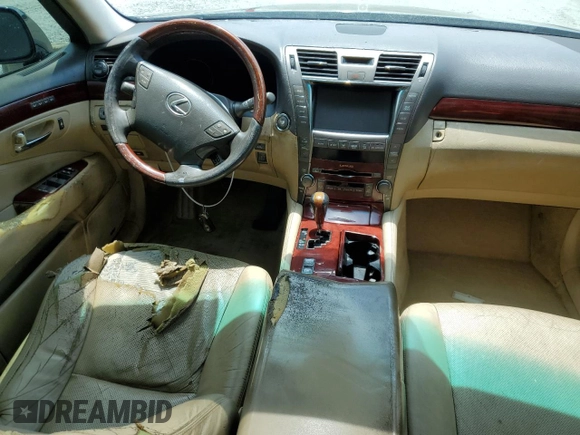 2008 Lexus LS 460 with VIN JTHBL46F385060578, listed as a Copart auction lot 55403235 with 321,933 mi miles and Salvage title. Bid and sale history available at DreamBid. Image 8.