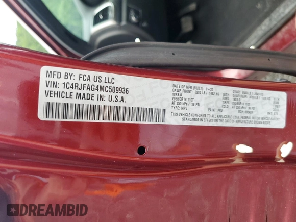 2021 Jeep Grand Cherokee Laredo X with VIN 1C4RJFAG4MC509936, listed as a Copart auction lot 62006885 with 44,271 mi miles and Salvage title. Bid and sale history available at DreamBid. Image 14.