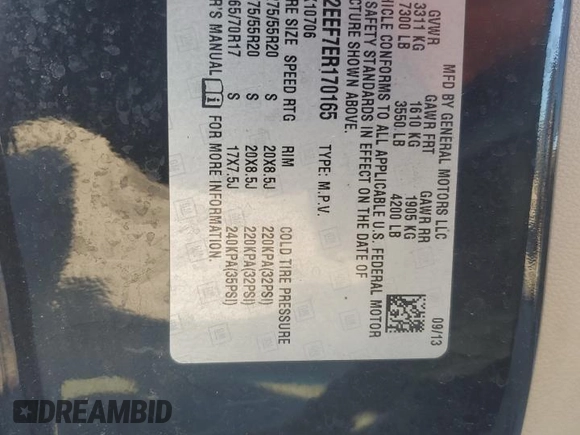 2014 GMC Yukon Denali with VIN 1GKS2EEF7ER170165, listed as a Copart auction lot 47138225 with 123,678 mi miles and Salvage Title. Bid and sale history available at carsss.com. Image 15.