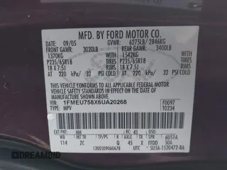 2006 Ford Explorer Limited with VIN 1FMEU758X6UA20268, listed as a IAAI auction lot 41558026 with 225,593 mi miles and . Bid and sale history available at DreamBid. Image 9.