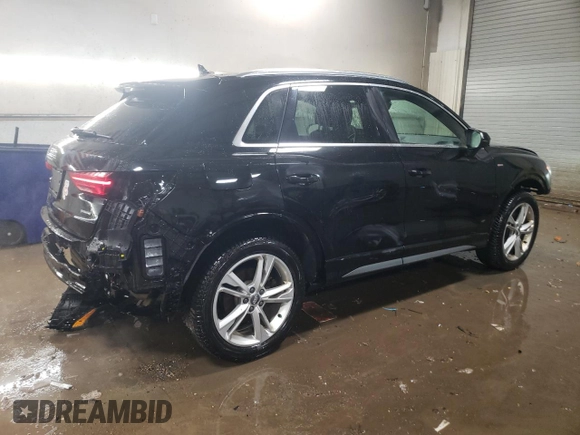 2020 Audi Q3 S line Premium with VIN WA1DECF33L1028387, listed as a Copart auction lot 46089625 with 49,297 mi miles and Salvage Title. Bid and sale history available at carsss.com. Image 3.