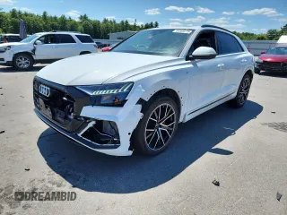 2019 Audi Q8 Prestige z VIN WA1FVAF12KD025814, wystawiony jako Copart lot #65555575 z przebiegiem 23 307 mil mil oraz Czysty tytuł • Clean title. Historia ofert i sprzedaży dostępna na DreamBid. Obrazek 1.