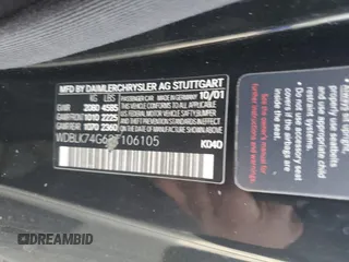 2002 Mercedes-Benz CLK 55 AMG with VIN WDBLK74G62T106105, listed as a Copart auction lot 82887684 with Not Provided miles and Salvage Title. Bid and sale history available at DreamBid. Image 12.