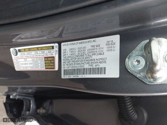 2019 Acura RDX w/Technology Pkg with VIN 5J8TC2H5XKL016533, listed as a IAAI auction lot 41877814 with 73,906 mi miles. Bid and sale history available at carsss.com. Image 9.