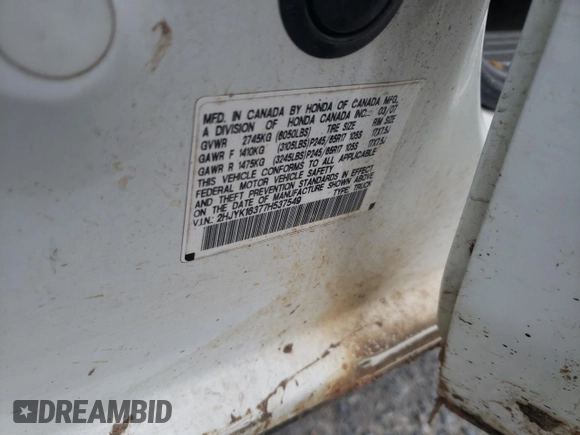 2007 Honda Ridgeline RTX z VIN 2HJYK16377H537549, wystawiony jako Copart lot #51749585 z przebiegiem 261 554 mil mil oraz Szkoda całkowita • Salvage title. Historia ofert i sprzedaży dostępna na DreamBid. Obrazek 12.