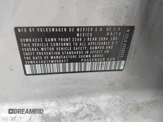 2015 Volkswagen GTI Autobahn с VIN 3VW547AU1FM098477, выставлен на аукционе IAAI как лот 42147567 с пробегом 157 388 миль миль и . История ставок и продаж доступна на DreamBid. Изображение 9.