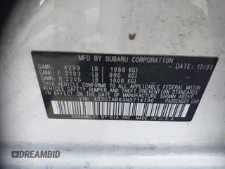 2022 Subaru Impreza z VIN 4S3GTAB63N3714790, wystawiony jako IAAI lot #41969574 z przebiegiem 34 784 mil mil oraz . Historia ofert i sprzedaży dostępna na DreamBid. Obrazek 9.