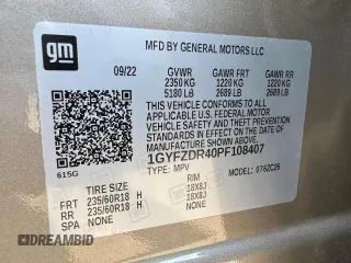 2023 Cadillac XT4 AWD Premium Luxury with VIN 1GYFZDR40PF108407, listed as a Copart auction lot 54799365 with 8,724 mi miles and Non Repairable. Bid and sale history available at carsss.com. Image 15.