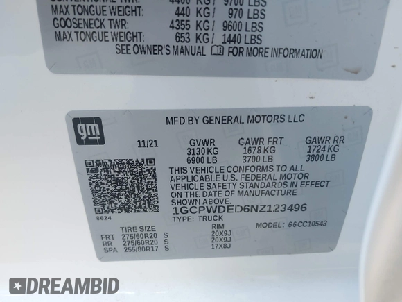 2022 Chevrolet Silverado 1500 RST with VIN 1GCPWDED6NZ123496, listed as a IAAI auction lot 41204485 with 34,735 mi miles. Bid and sale history available at carsss.com. Image 9.