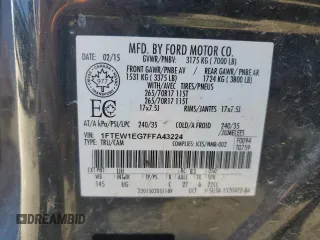 2015 Ford F-150 XLT with VIN 1FTEW1EG7FFA43224, listed as a Copart auction lot 54831665 with 265,723 mi miles and Salvage title. Bid and sale history available at DreamBid. Image 12.