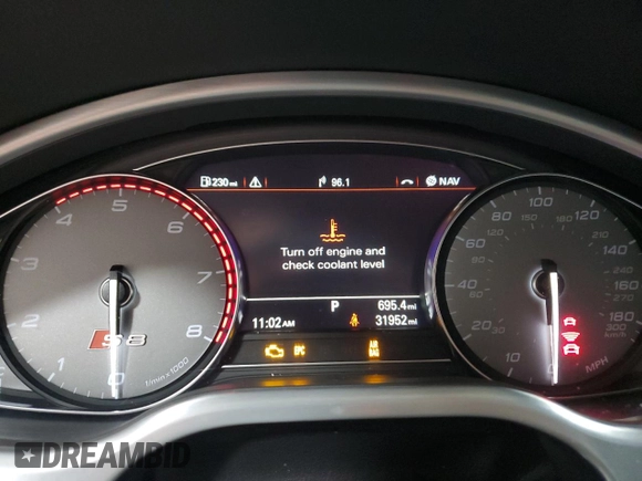 2014 Audi S8 with VIN WAUD2AFD3EN004210, listed as a Copart auction lot 50205735 with 31,952 mi miles and Salvage Title. Bid and sale history available at carsss.com. Image 9.