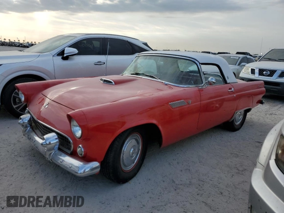 1955 Ford Thunderbird with VIN P5FH232488, listed as a Copart auction lot 76205064 with 5,608 mi miles and Salvage Title. Bid and sale history available at DreamBid. Image 1.