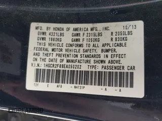 2014 Honda Accord EX-L with VIN 1HGCR2F89EA050202, listed as a IAAI auction lot 41785779 with 193,601 mi miles and . Bid and sale history available at carsss.com. Image 9.