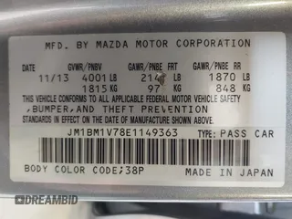 2014 Mazda 3 i Touring with VIN JM1BM1V78E1149363, listed as a IAAI auction lot 41968555 with 100,949 mi miles and . Bid and sale history available at DreamBid. Image 9.