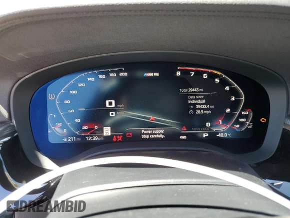 2021 BMW M5 z VIN WBS83CH04MCG09673, wystawiony jako Copart lot #55321695 z przebiegiem 39 443 mil mil oraz Szkody całkowita. Historia ofert i sprzedaży dostępna na DreamBid. Obrazek 9.