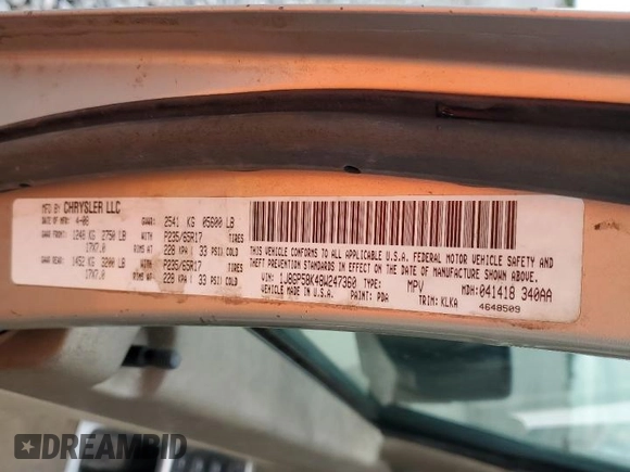 2008 Jeep Liberty Limited with VIN 1J8GP58K48W247360, listed as a Copart auction lot 52101345 with 0 mi miles and Salvage Title. Bid and sale history available at carsss.com. Image 13.