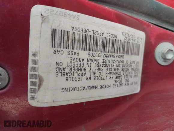 1991 Toyota Corolla z VIN 1NXAE94AXMZ209706, wystawiony jako IAAI lot #42099208 z przebiegiem 192 222 mil mil oraz . Historia ofert i sprzedaży dostępna na DreamBid. Obrazek 9.