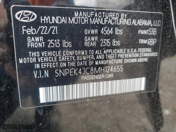 2021 Hyundai Sonata N Line with VIN 5NPEK4JC8MH124655, listed as a Copart auction lot 52017045 with 31,914 mi miles and Clean Title. Bid and sale history available at carsss.com. Image 12.