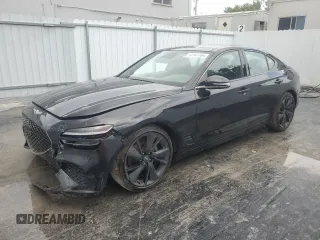 2023 Genesis G70 2.0T with VIN KMTG34TA0PU120533, listed as a Copart auction lot 73781104 with 26,932 mi miles and Clean Title. Bid and sale history available at carsss.com. Image 1.