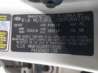 2008 Kia Rondo LX with VIN KNAFG526187170582, listed as a IAAI auction lot 41964300 with 259,741 mi miles. Bid and sale history available at carsss.com. Image 9.
