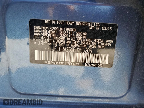 2015 Subaru Impreza Special Sports Limited z VIN JF1GPAZ60FH255206, wystawiony jako Copart lot #54213905 z przebiegiem 67 604 mil mil oraz Szkoda całkowita • Salvage title. Historia ofert i sprzedaży dostępna na DreamBid. Obrazek 12.