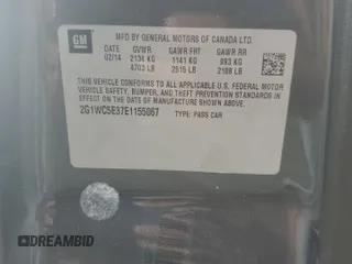 2014 Chevrolet Impala LTZ with VIN 2G1WC5E37E1155067, listed as a Copart auction lot 55255825 with 153,893 mi miles and Salvage title. Bid and sale history available at DreamBid. Image 12.