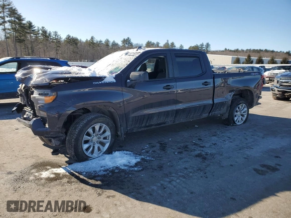 2022 Chevrolet Silverado 1500 Custom with VIN 3GCPDBEK8NG605640, listed as a Copart auction lot 43718225 with 24,424 mi miles and Salvage Title. Bid and sale history available at carsss.com. Image 1.