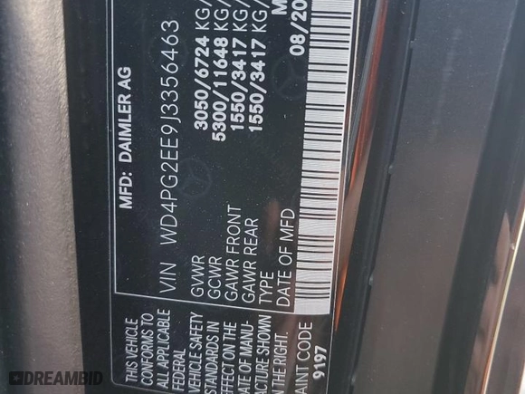 2018 Mercedes-Benz Metris Passenger Van with VIN WD4PG2EE9J3356463, listed as a Copart auction lot 69218593 with 154,033 mi miles. Bid and sale history available at carsss.com. Image 14.
