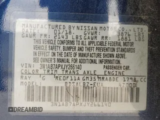 2018 Nissan Sentra S with VIN 3N1AB7APXJY266140, listed as a Copart auction lot 45557535 with 109,974 mi miles and Salvage Title. Bid and sale history available at carsss.com. Image 12.