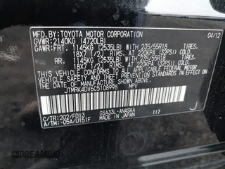 2012 Toyota RAV4 Sport with VIN JTMRK4DV6C5108998, listed as a IAAI auction lot 40942652 with 158,994 mi miles. Bid and sale history available at carsss.com. Image 9.