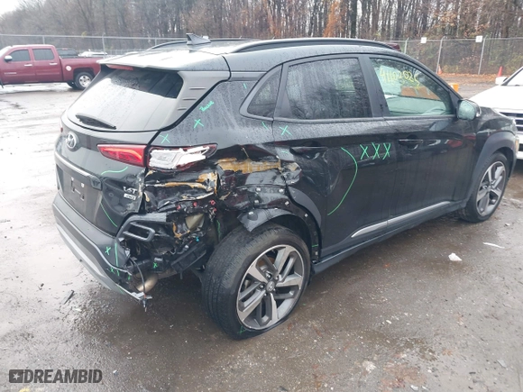 2021 Hyundai Kona Limited with VIN KM8K3CA54MU730192, listed as a IAAI auction lot 41102025 with 77,885 mi miles. Bid and sale history available at carsss.com. Image 4.