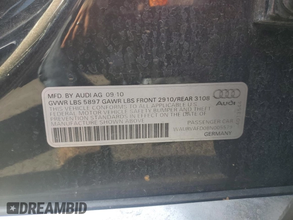 2011 Audi A8 z VIN WAURVAFD0BN005579, wystawiony jako Copart lot #59584025 z przebiegiem 95 704 mil mil oraz Szkoda całkowita • Salvage title. Historia ofert i sprzedaży dostępna na DreamBid. Obrazek 12.
