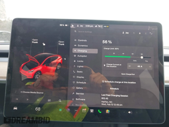 2023 Tesla Model Y Long Range with VIN 7SAYGDEE2PF765395, listed as a IAAI auction lot 41688080 with 27,792 mi miles and . Bid and sale history available at DreamBid. Image 17.
