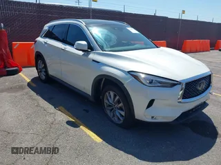 2019 Infiniti QX50 Luxe with VIN 3PCAJ5M10KF128308, listed as a IAAI auction lot 42242771 with 97,257 mi miles and . Bid and sale history available at DreamBid. Image 1.