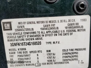 2004 Chevrolet Suburban LT with VIN 3GNFK16T24G168520, listed as a Copart auction lot 64969795 with 215,145 mi miles and Salvage title. Bid and sale history available at DreamBid. Image 13.