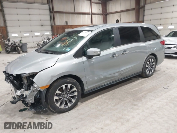 2024 Honda Odyssey EX-L with VIN 5FNRL6H68RB058253, listed as a IAAI auction lot 41721587 with 22,522 mi miles and . Bid and sale history available at DreamBid. Image 19.