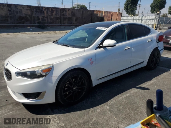 2014 Kia Cadenza Premium with VIN KNALN4D73E5155095, listed as a Copart auction lot 72916254 with 108,262 mi miles and Salvage Title. Bid and sale history available at carsss.com. Image 1.