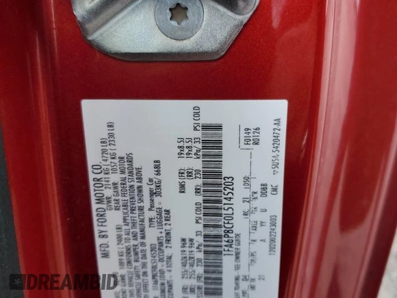 2020 Ford Mustang GT with VIN 1FA6P8CF0L5145203, listed as a Copart auction lot 87235594 with 79,289 mi miles and Salvage Title. Bid and sale history available at DreamBid. Image 15.