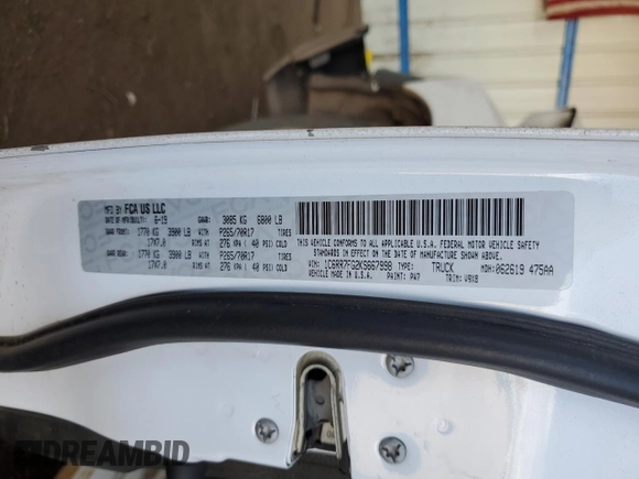 2019 Ram 1500 Tradesman z VIN 1C6RR7FG2KS667998, wystawiony jako Copart lot #52797085 z przebiegiem 69 821 mil mil oraz Szkoda całkowita • Salvage title. Historia ofert i sprzedaży dostępna na DreamBid. Obrazek 14.
