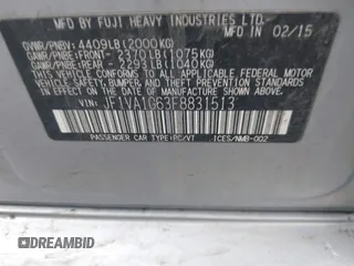 2015 Subaru WRX Limited with VIN JF1VA1G63F8831513, listed as a IAAI auction lot 41644396 with 89,083 mi miles. Bid and sale history available at carsss.com. Image 9.