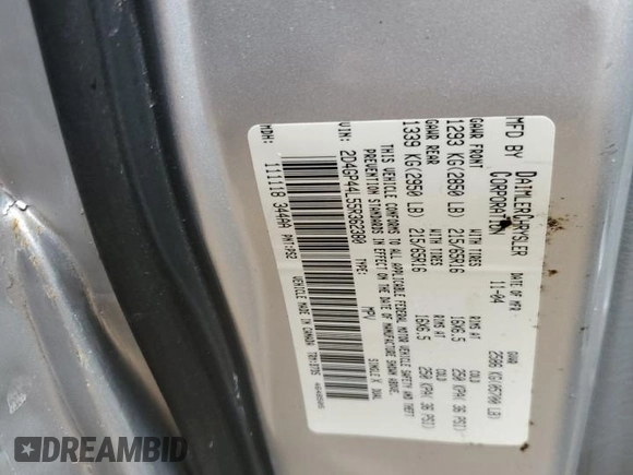 2005 Dodge Caravan SXT with VIN 2D4GP44L55R362380, listed as a Copart auction lot 67055344 with 190,608 mi miles and Non Repairable. Bid and sale history available at DreamBid. Image 10.