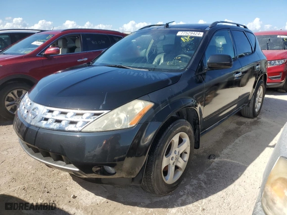 2003 Nissan Murano SL with VIN JN8AZ08T33W109356, listed as a Copart auction lot 77529424 with 0 mi miles and Non Repairable. Bid and sale history available at carsss.com. Image 1.