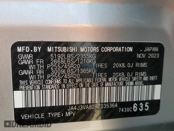 2024 Mitsubishi Outlander SE z VIN JA4J3VA82RZ035364, wystawiony jako Copart lot #51957115 z przebiegiem 18 144 mil mil oraz Szkoda całkowita • Salvage title. Historia ofert i sprzedaży dostępna na DreamBid. Obrazek 14.