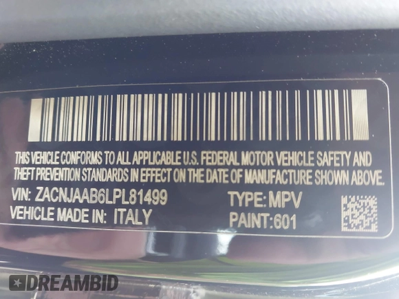 2020 Jeep Renegade Sport с VIN ZACNJAAB6LPL81499, выставлен на аукционе IAAI как лот 42315398 с пробегом 178 804 миль миль и . История ставок и продаж доступна на DreamBid. Изображение 9.