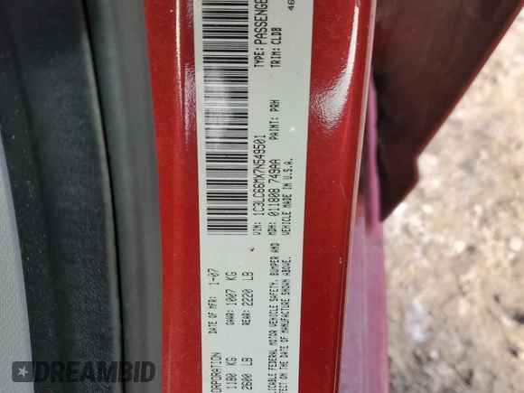 2007 Chrysler Sebring Limited z VIN 1C3LC66MX7N549501, wystawiony jako Copart lot #42108005 z przebiegiem 93 317 mil mil oraz Szkoda całkowita • Salvage title. Historia ofert i sprzedaży dostępna na DreamBid. Obrazek 14.