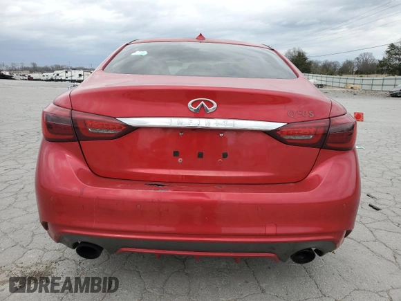 2018 Infiniti Q50 Red Sport 400 with VIN JN1FV7AP5JM460848, listed as a Copart auction lot 49785355 with 88,963 mi miles and Clean Title. Bid and sale history available at carsss.com. Image 6.